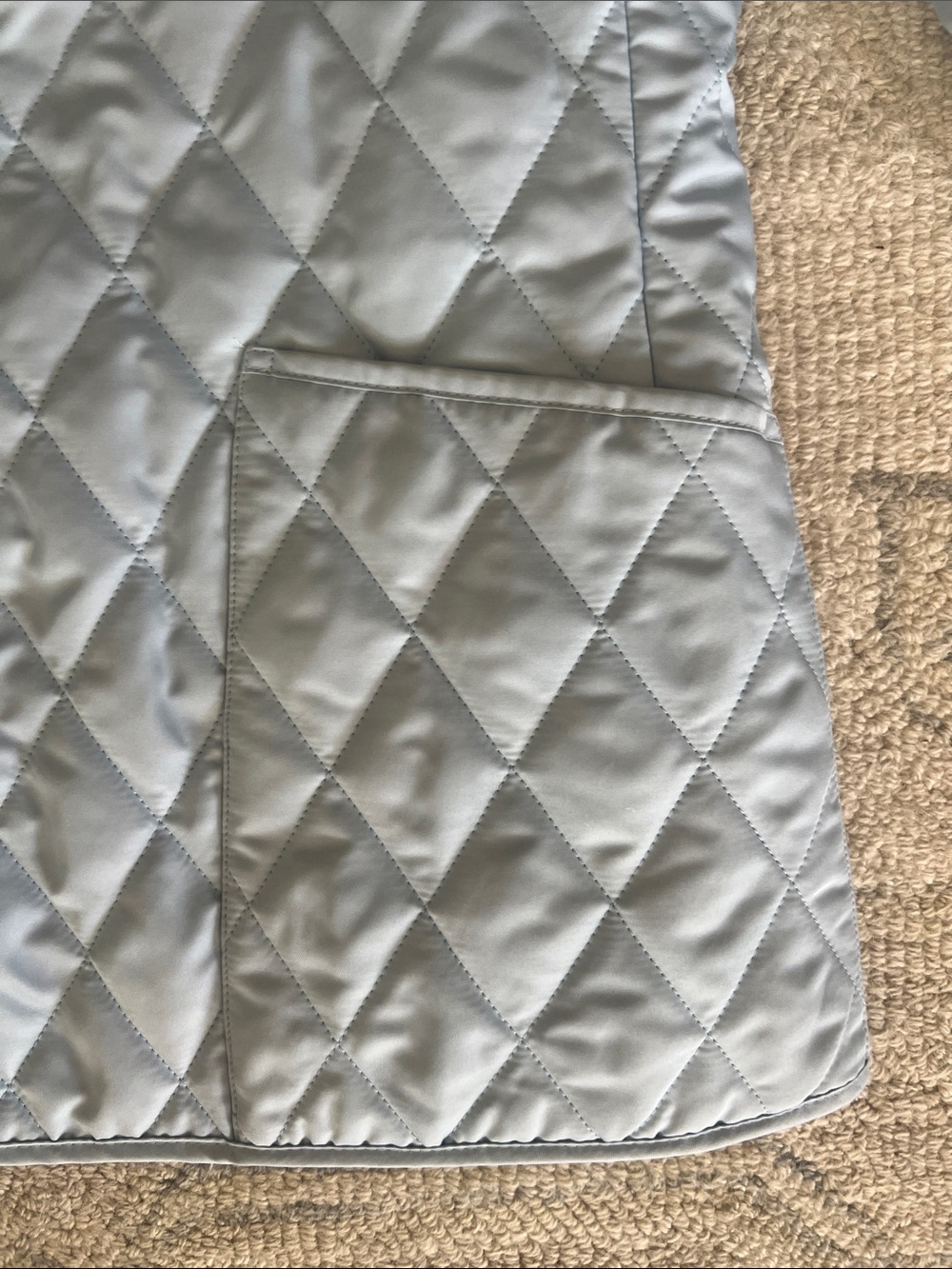 Burberry Light Blue Quilted Puffer Jacket with Signature Plaid Cuffs EC - Picture 3 of 10